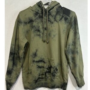 Original Use Hoodie Women XS Olive Green Black Tie Dye Pullover Sweatshirt